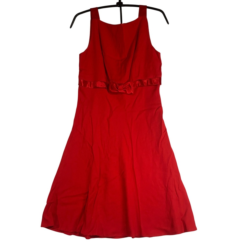 Vintage 90s Maurices Red Dress Sleeveless A-Line Ribbon Detail Party Cocktail XS - Picture 1 of 6